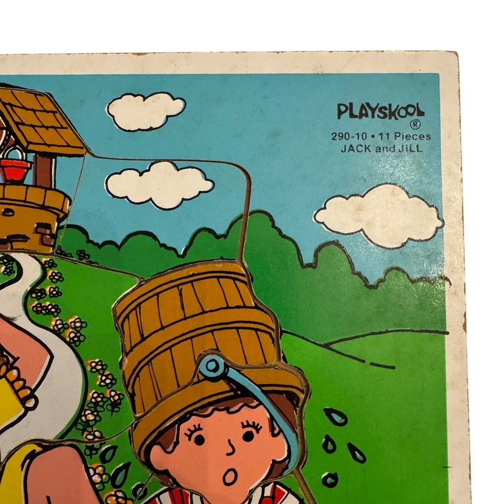 Playskool 290 10 11 Pieces Jack and Jill Wooden Puzzle‎ Board Made in USA